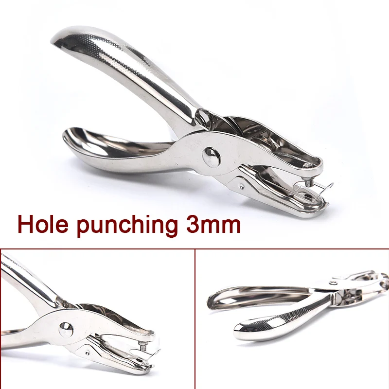 3mm Metal Single Hole Puncher Hand Paper Punch For Scrapbooking Border Scrapbooking School Office Stationary Supplies