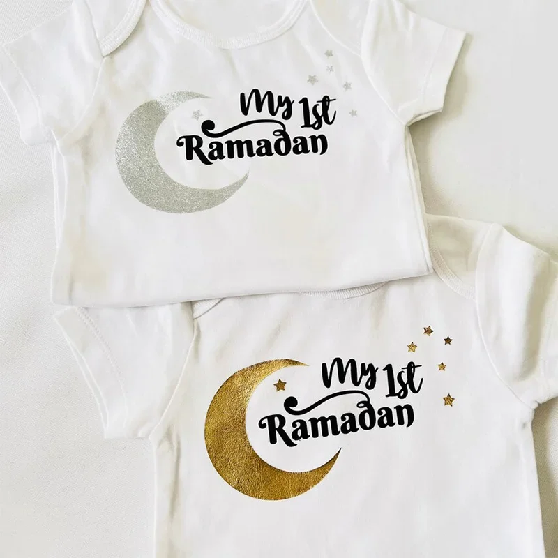 

My First Ramadan Crescent moon Onesies Eid Mubarak Muslim Islamic Ramadan Kareem Boy Girl Decoration Baby Shower Gifts Present