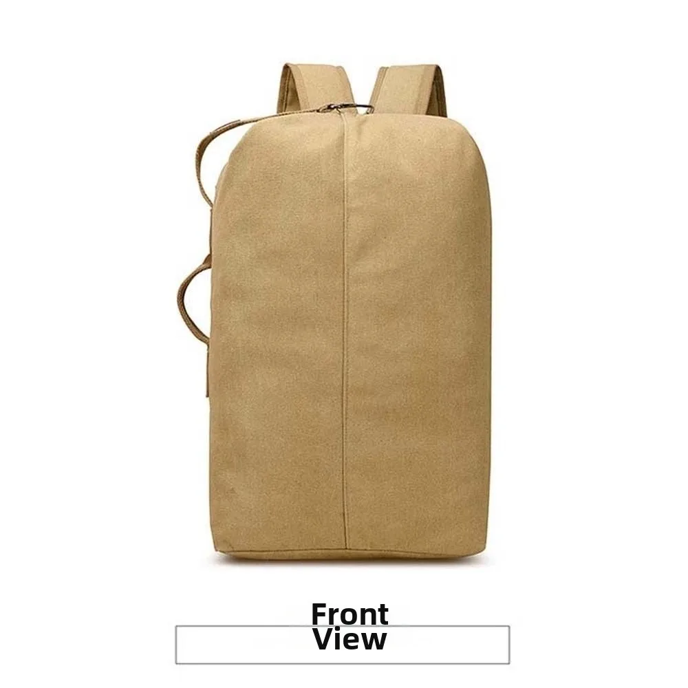 Solid Color Vintage Canvas Rucksack Folding Handbag Multi-pockets Design Backpack Daypack Multi-purpose