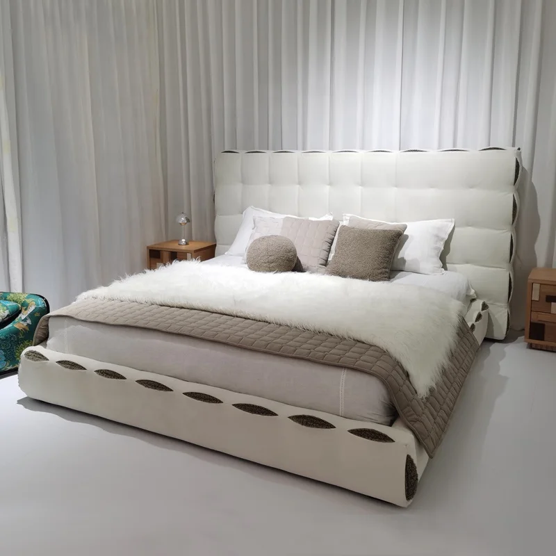 

Изготовленные на заказ современные кровати из цельного дерева, наборы для спальни, королевский размер, тканевый каркас кровати, комплект мебели для спальни