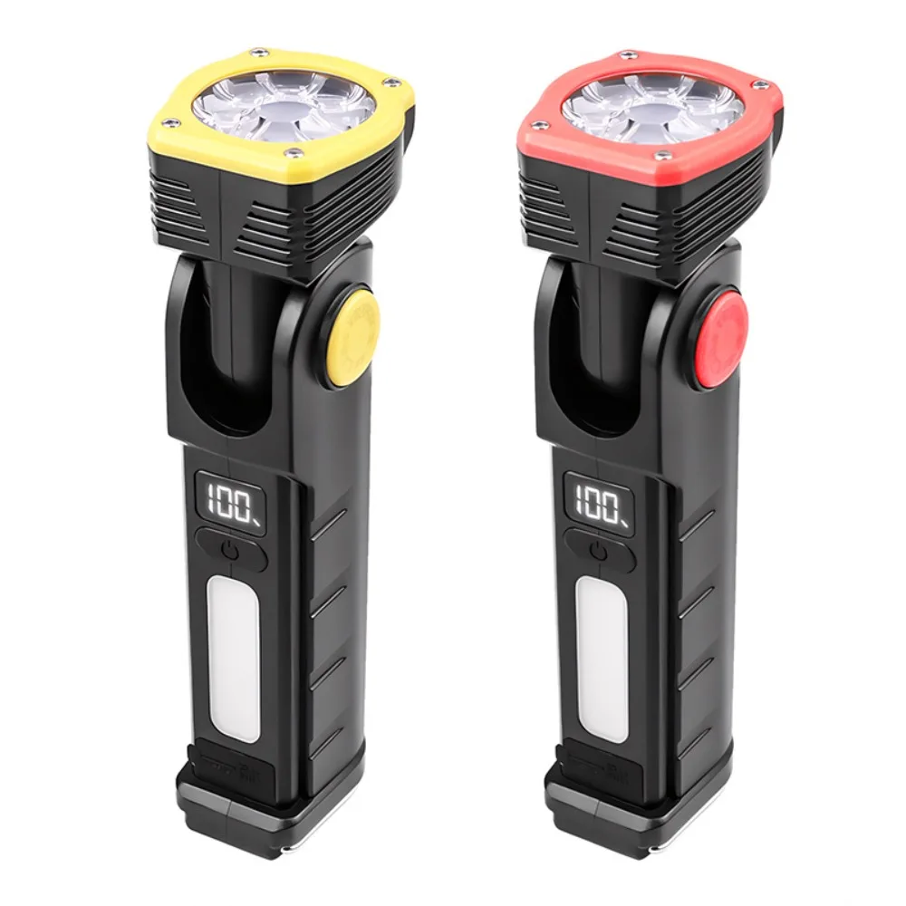 New LED Dual Source Work Light  with Magnet and Hook 90° Rotatable Digital Display Multifunctional Portable Flashlight