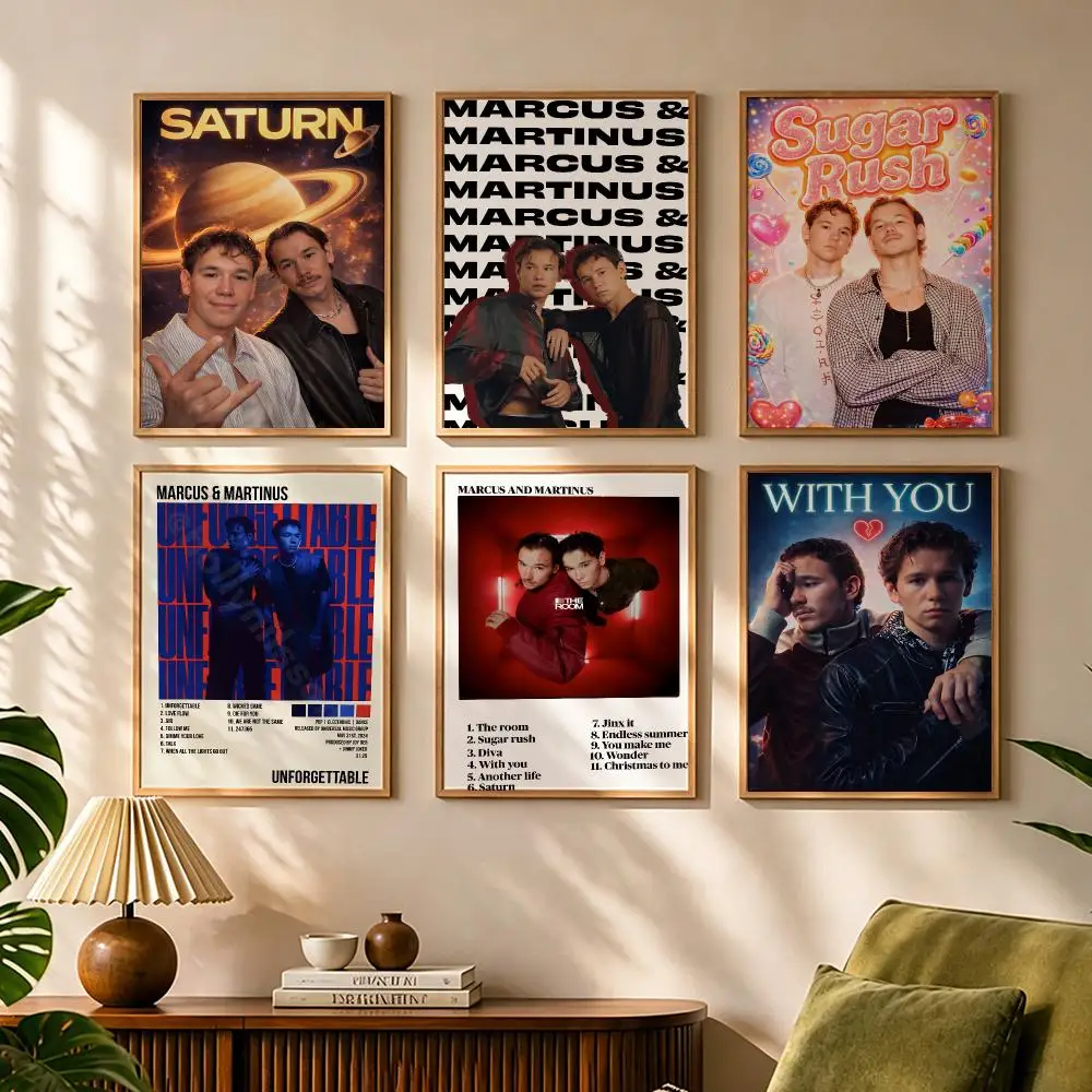 Pop Duo M-Marcus and Martinus Painting Calligraphy Canvas HD Poster Waterproof Fade Resistant Wall Art Print for Home Decor