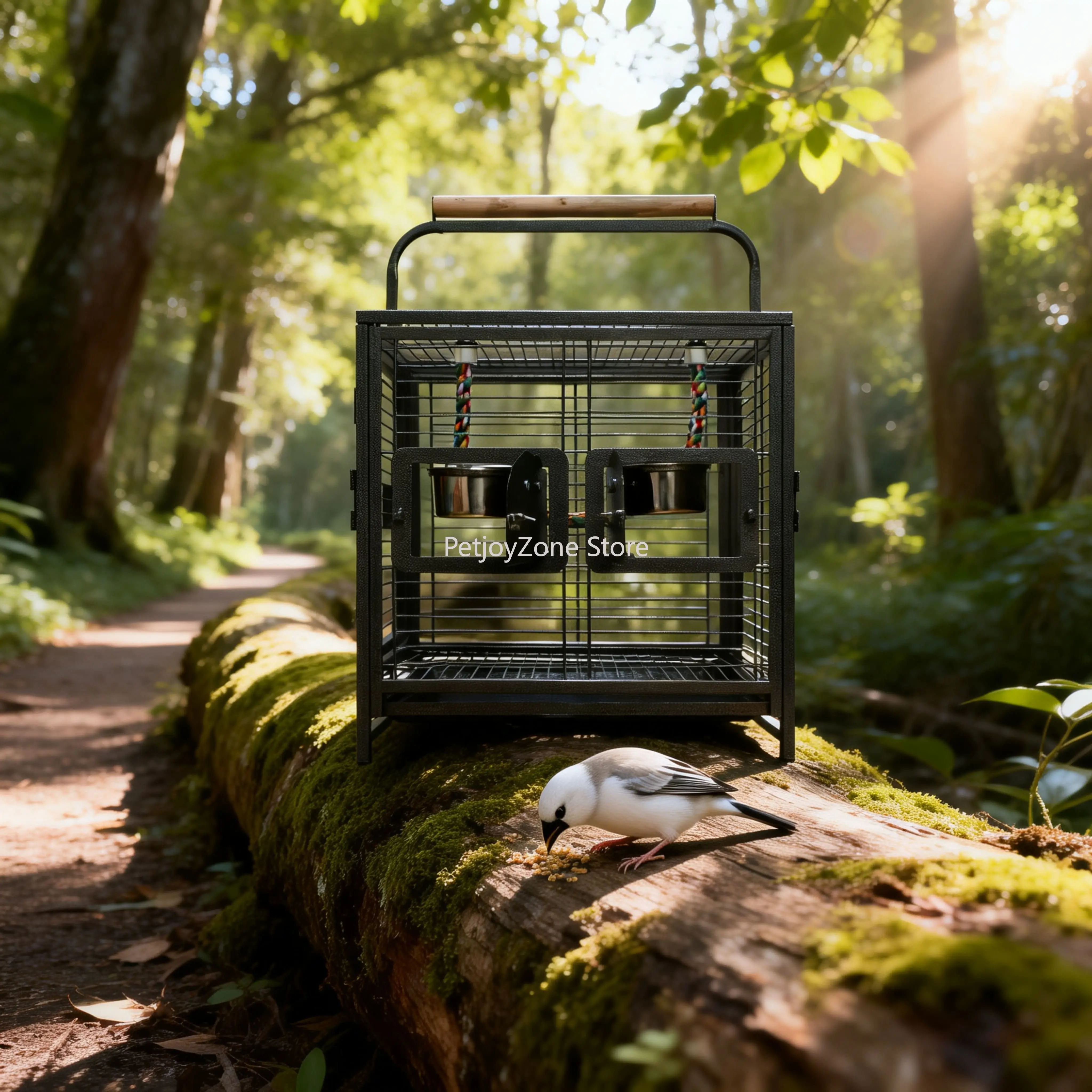 

Portable Foldable Bird Cage Iron Lightweight Easy To Assemble Travel Carrier Simple Style For Parrots Lovebirds Finches
