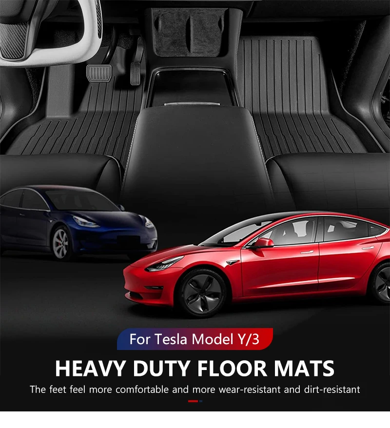 NovaAcc All TPE Floor Mats for Tesla Model Y 3 2021 to 2024 Left Rudder All Weather Foot Pad Automotive Interior Car Accessories