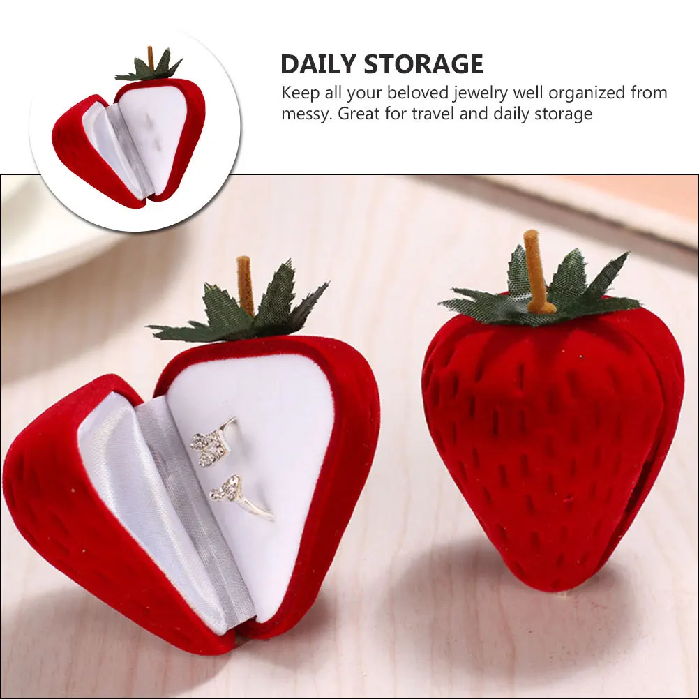 1Pcs Jewelry Box Red Strawberry Shaped Small Ring Necklace Holder Organizer Gift Packaging Case Jewelry Box Earring Case