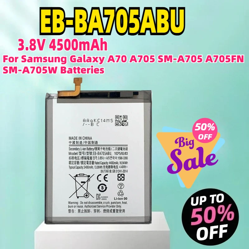 

EB-BA705ABU 3.8V 4500mAh Replacement Battery For Samsung Galaxy A70 A705 SM-A705 A705FN SM-A705W Batteries