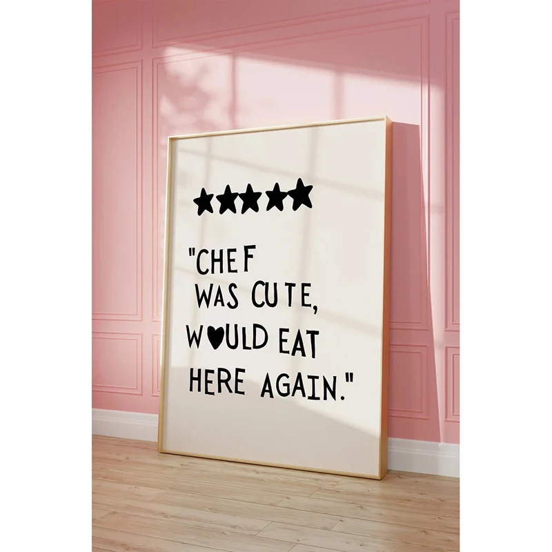 

Aesthetic Kitchen Decor Cute Cooking Art Kitchen Canvas Poster Wall Art Print Minimalist Heart Print Black Chef Art Unframed