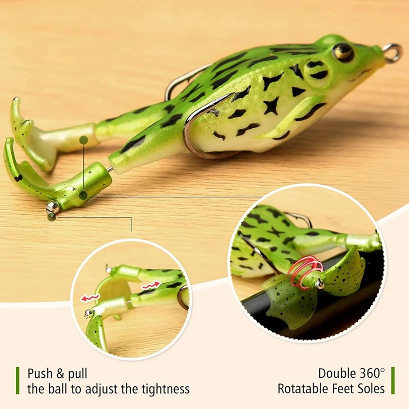 Realistic Topwater Frog Lure Kit for and Trout - Soft Swimbait with Weedless Hooks, Floating Design-ABLA