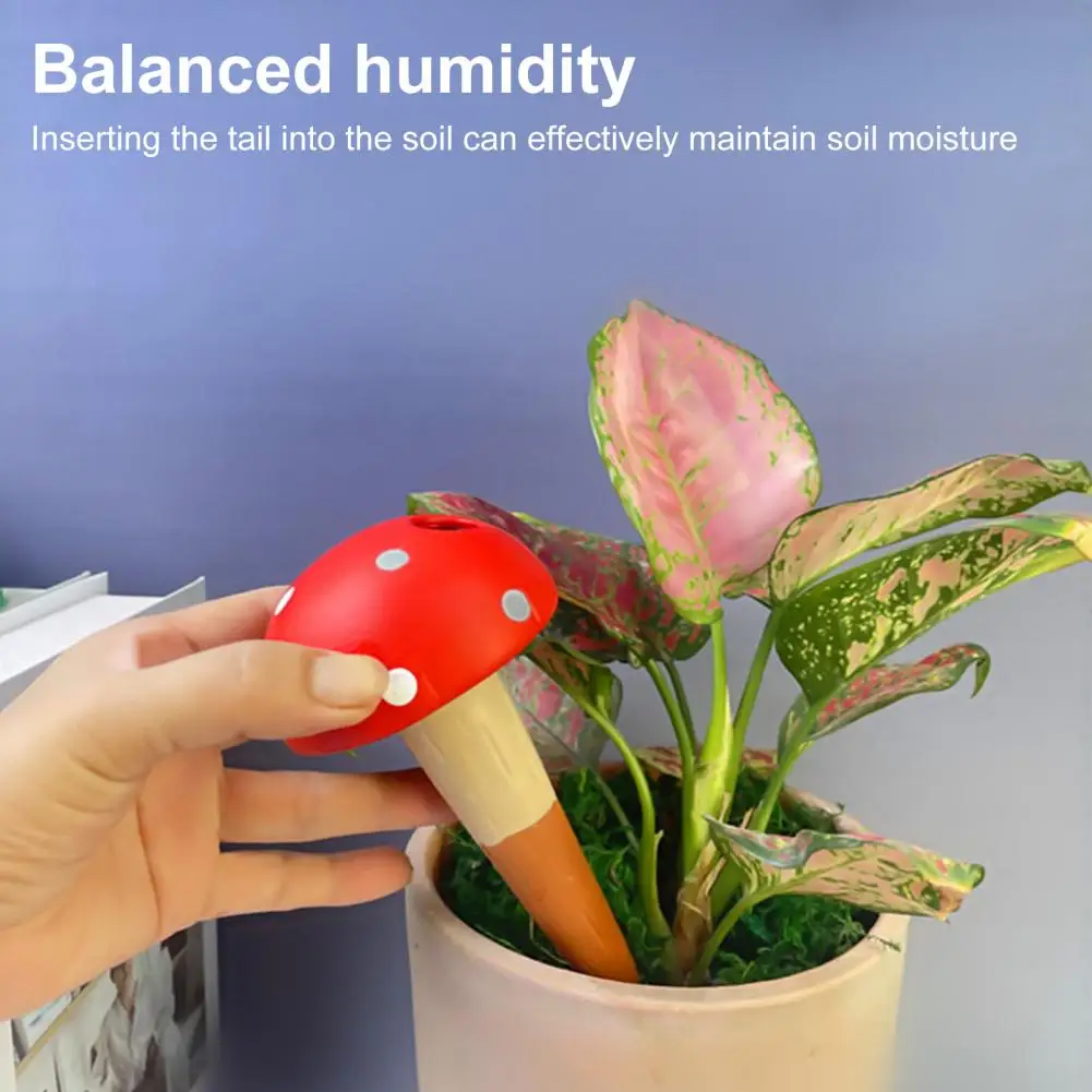 4Pcs Plant Watering Spikes Terracotta Self Watering Globes for Indoor Plants Mushroom Shape Automatic Vacation Plant Waterer