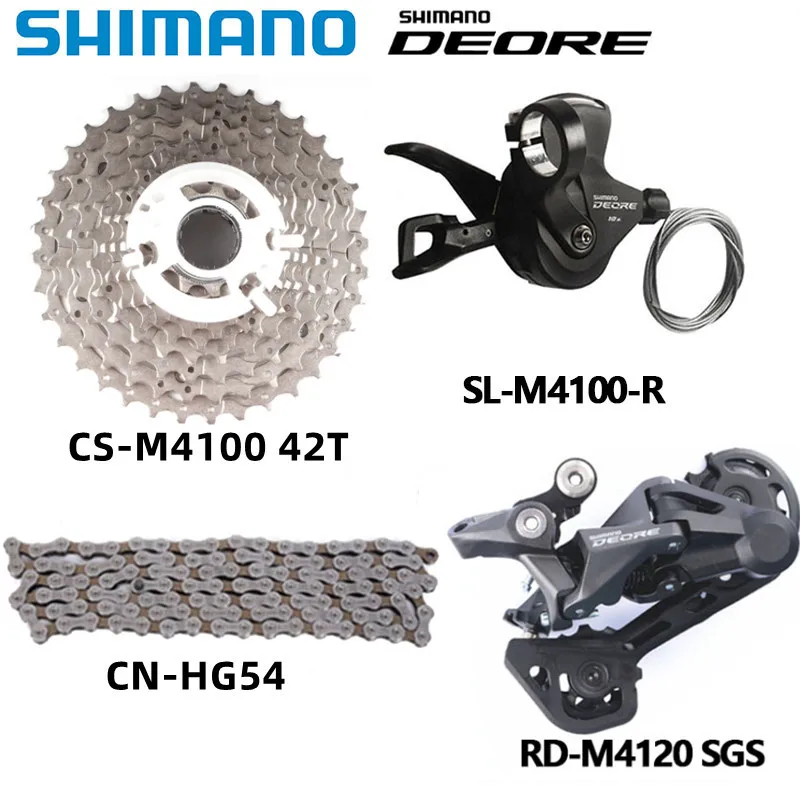 Shimano DEORE M4100 10s Miniset M4120 M5120 Rear Derailleur Shifter Lever M4100 11-46T 11-42T Cassette Hg54 Chain MTB Bike Set