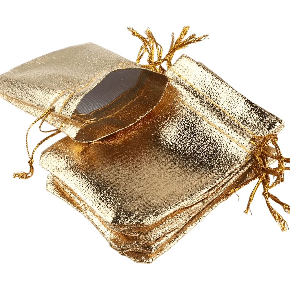 50 Stück goldene und silbrige Band-Geschenktüten für Neujahr, Hochzeit und Geburtstagsgeschenkverpackung, Aufbewahrung von Geschenkpapier, Aufbewahrungstasche