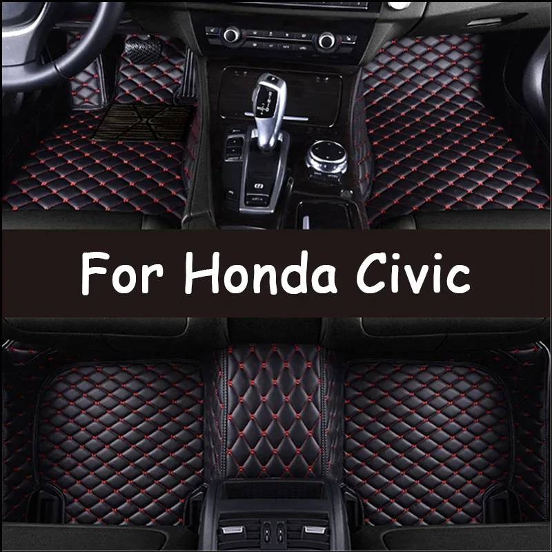 Car Floor Mats For Honda Civic 2015 2014 2013 2012 Auto Decoration Leather Carpets Accessories Styling Parts Protect Waterproof