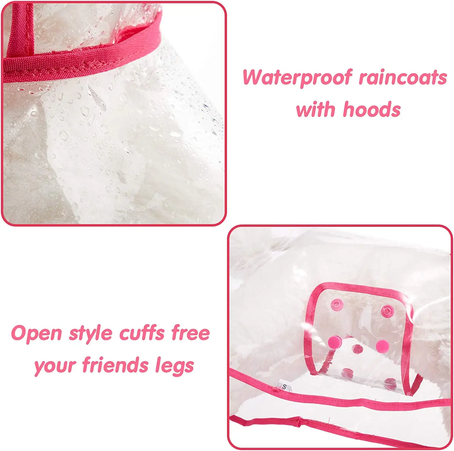 Pet Dog Raincoat Clear Pet Waterproof Clothes Hooded Rain Jacket Plastic Puppy Rain Poncho Pet Rainwear for Small Medium Dog