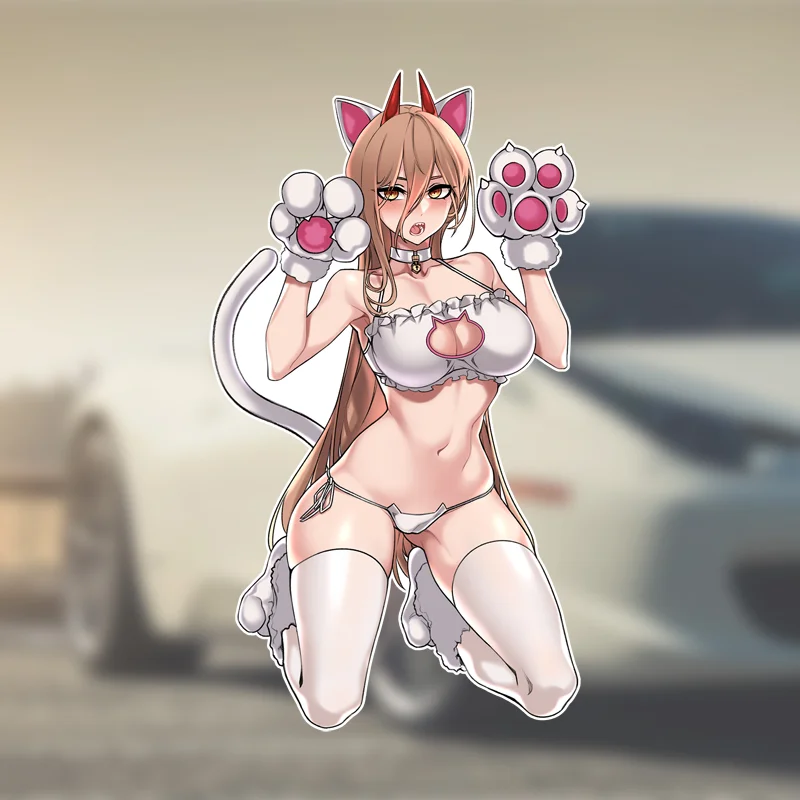EARLFAMILY Power Amusing Breasts NSFW Anime Cat Girls Car Stickers Windshield Windows Creative Decal Scratch Proof Decoration