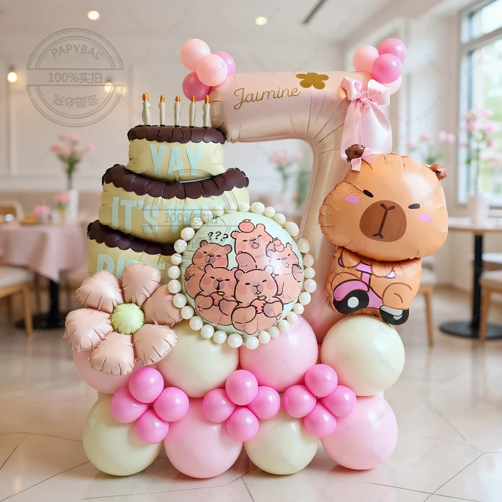 Cartoon Kawaii Capybara-Form Aluminiumfolienballon Geburtstagsballon Babyparty Globos Dekorationszubehör