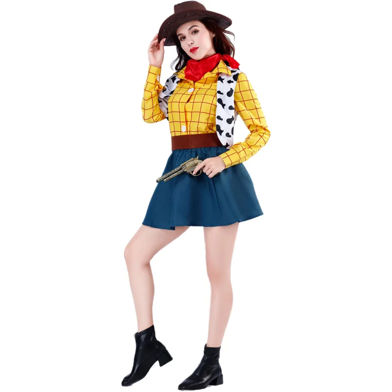 Uniforme de Cosplay de Toy Story Woody, traje de vaquero occidental Unisex, mujeres, hombres, niños y niñas, disfraz de juego de fiesta familiar de Halloween