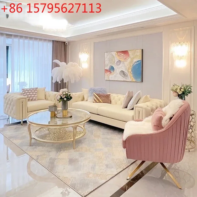 

Light Luxury Leather Fabric Sofa Living Room Small Apartment 123 Combination Modern Simple Luxury