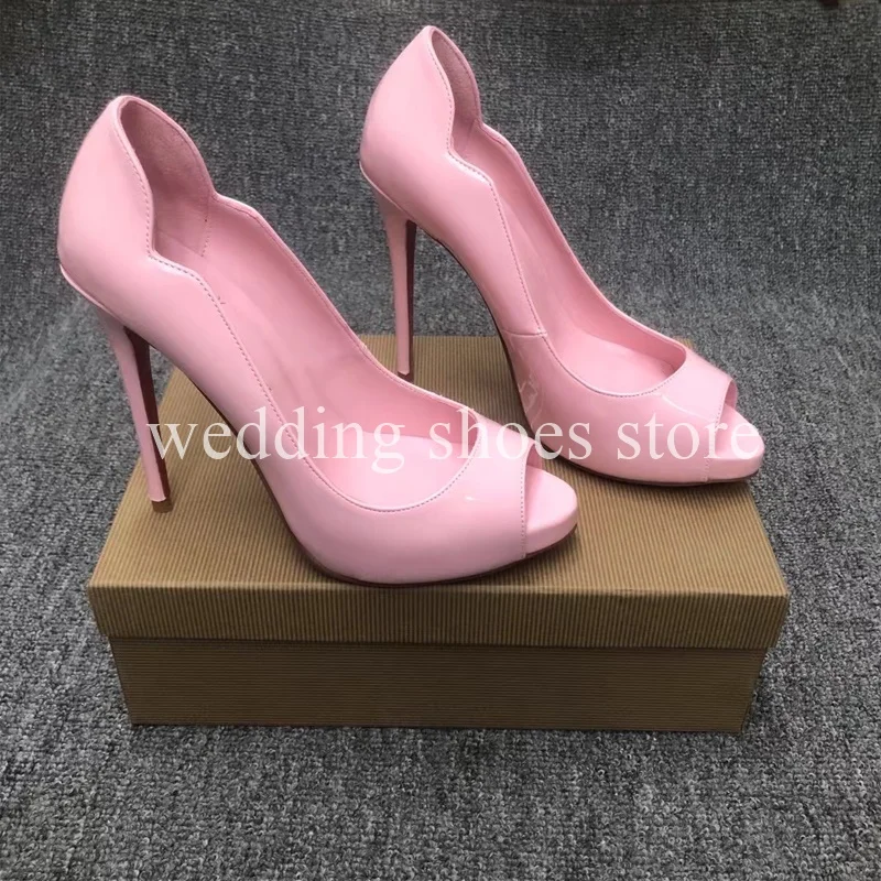 Pink Fish Mouth Open-toe High Heels Wave Cover Heel Fashion Sexy Women Summer Wedding Party Sandals Matching Chain Bag Shoes