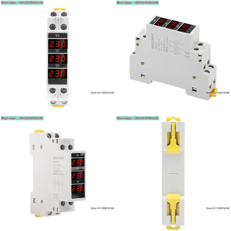 Modular rail AC three-phase digital voltmeter Electronic and electrical instrument AC80-500V