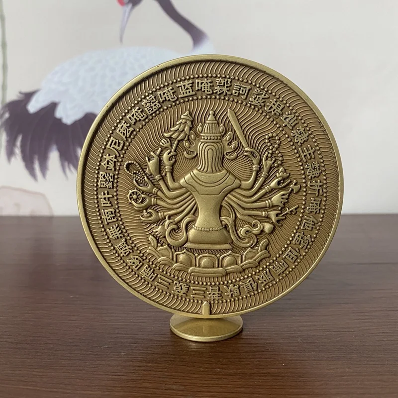 Chinese brass Zhun Ti mirror living room decoration ornament Eight Diagrams mirror Buddha mother mirror home desktop ornament