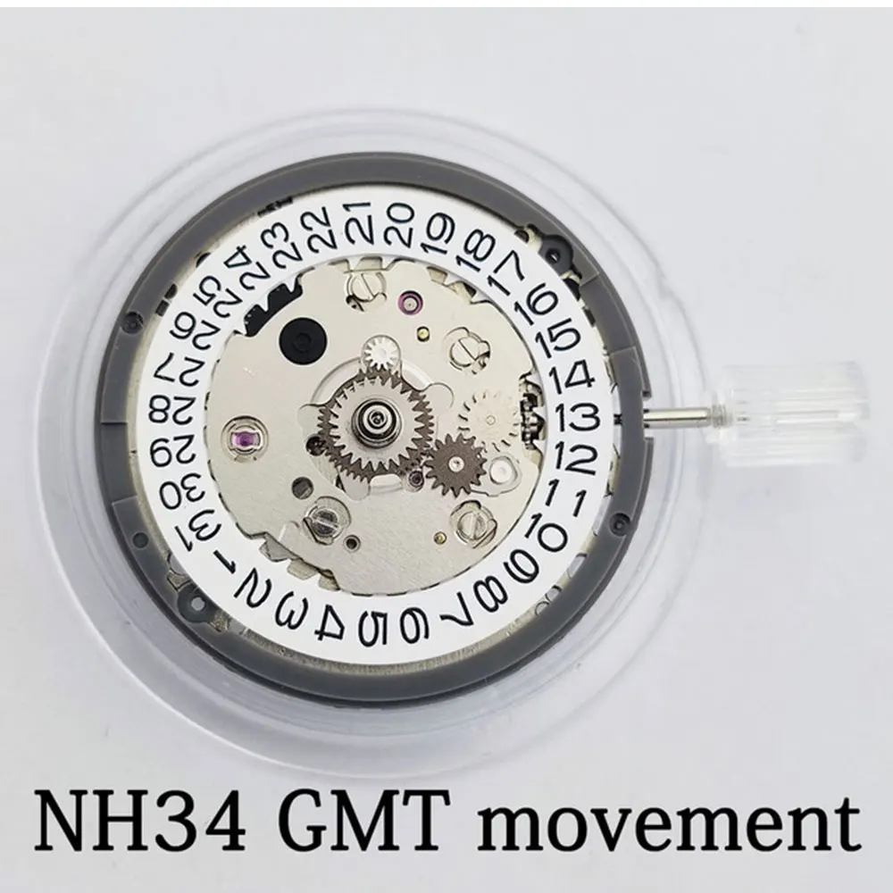 GMT NH34 Movement Watch Case 316L Stainless Steel Sapphire Glass 40mm Dual Turn Ring Waterproof Case C3 Luminous Dial