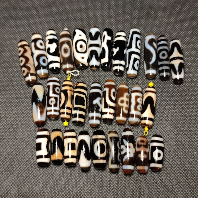 30Pcs/Lot Tibet Random Multiple Totem Old Weathered With Cinnabar Agate Dzi Beads For Men&Women Jewelry Necklace Bracelet DIY