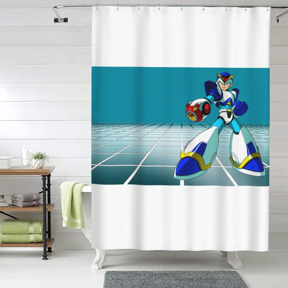 

Megaman Video Game Mega Man Shower Curtain Bathroom Polyester Waterproof Bath Curtains with Hooks