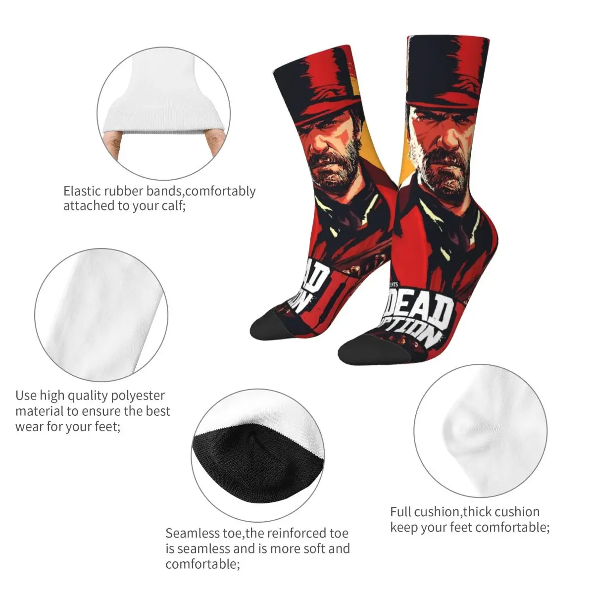 Autumn Winter Colorful Men's Women's Arthur Morgan The Dangerous Outlaw Red Dead Redemption Socks Breathable Basketball Socks