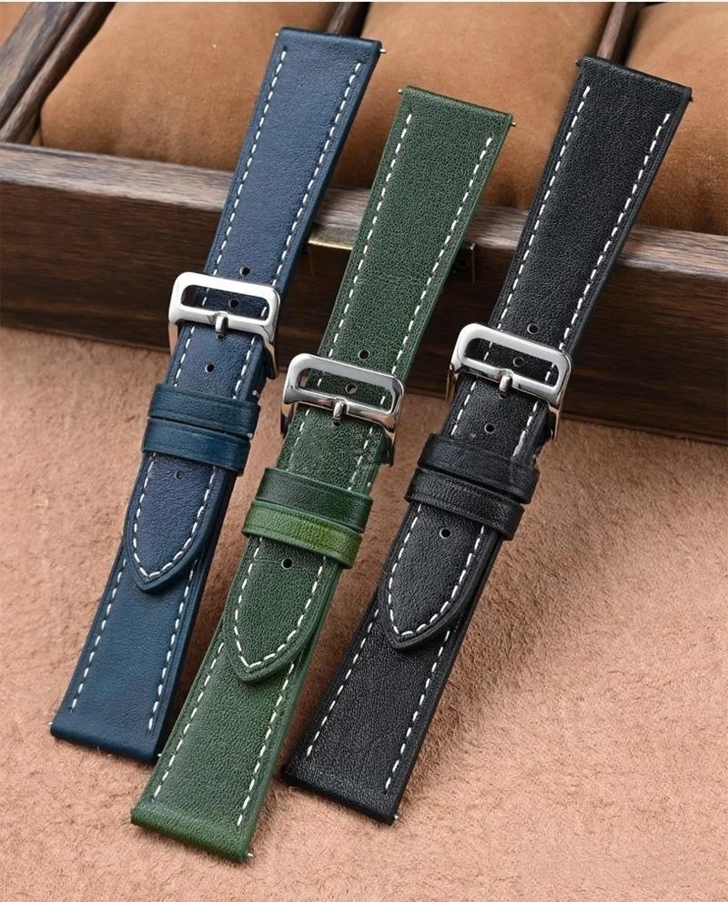 17mm 18mm 19mm 20mm 21mm 22mm 24mm Quick Release Öl Wachs Farbverlauf Retro Kalbsleder Leder Uhrenarmband für Universal Uhrenarmband – Detail 9