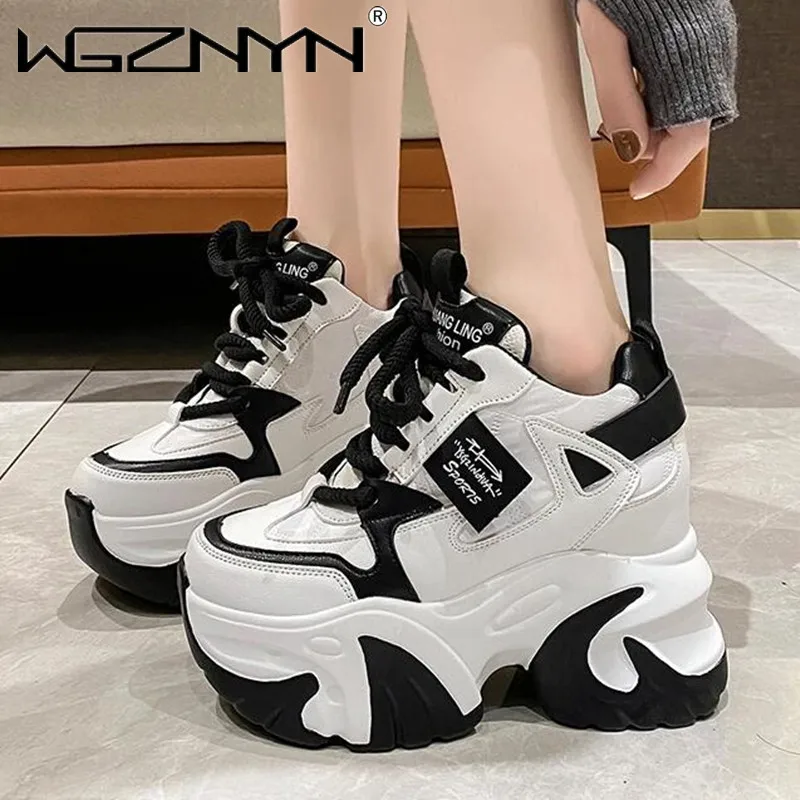 

High Platform Sneakers Women 2024 Thick Sole Sports Ladies Trainers Vulcanized Shoes Woman Chunky Sneakers Zapatillas Mujer 10CM