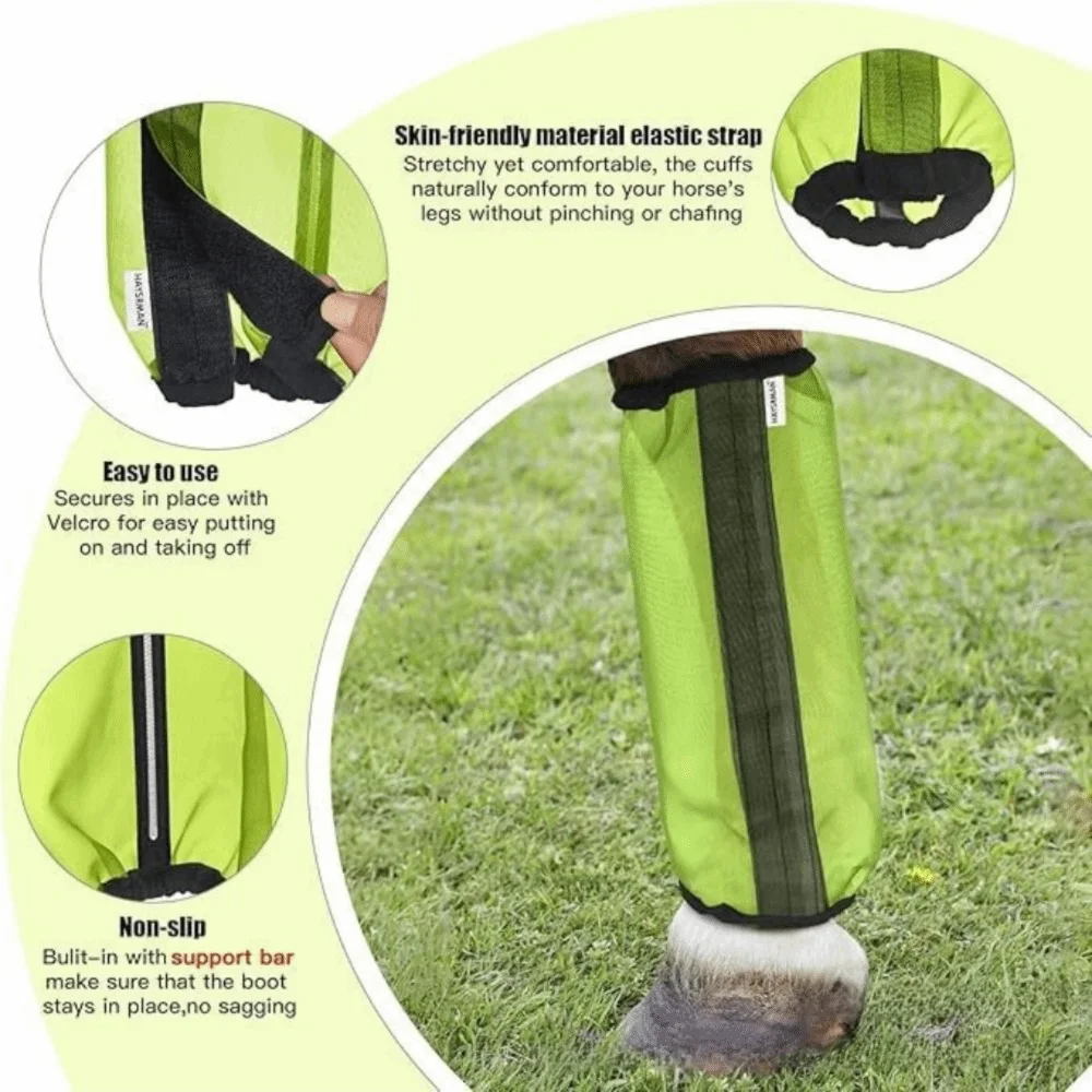 4Pcs Non Slip Horse Shoofly Leggings Breathable Comfortable Mesh Fly Leg Wraps Reusable Reduce Stomping Horse Fly Sheets