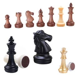 32 Pcs Magnetic Chess Pieces Wood-Plastic Chessman Bottom Flocking Cloth Black White Gold Silver Spare Chess Game Accessories