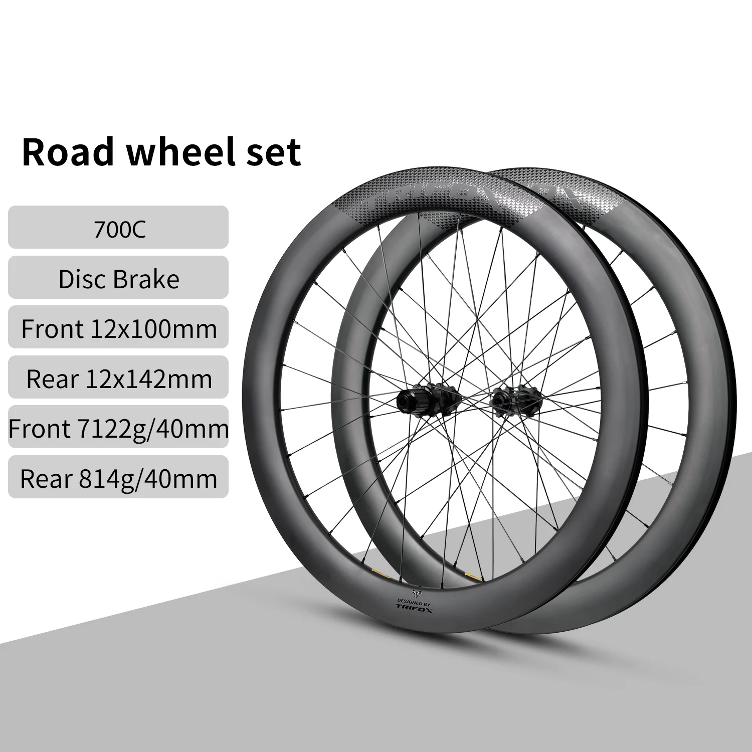 TRIFOX Carbon Wheelset 700C Disc Brake Center Lock Rim Depth 40/45/50/60MM T800 Carbon Road Bike Wheels For HG 8-11S/XDR 12S