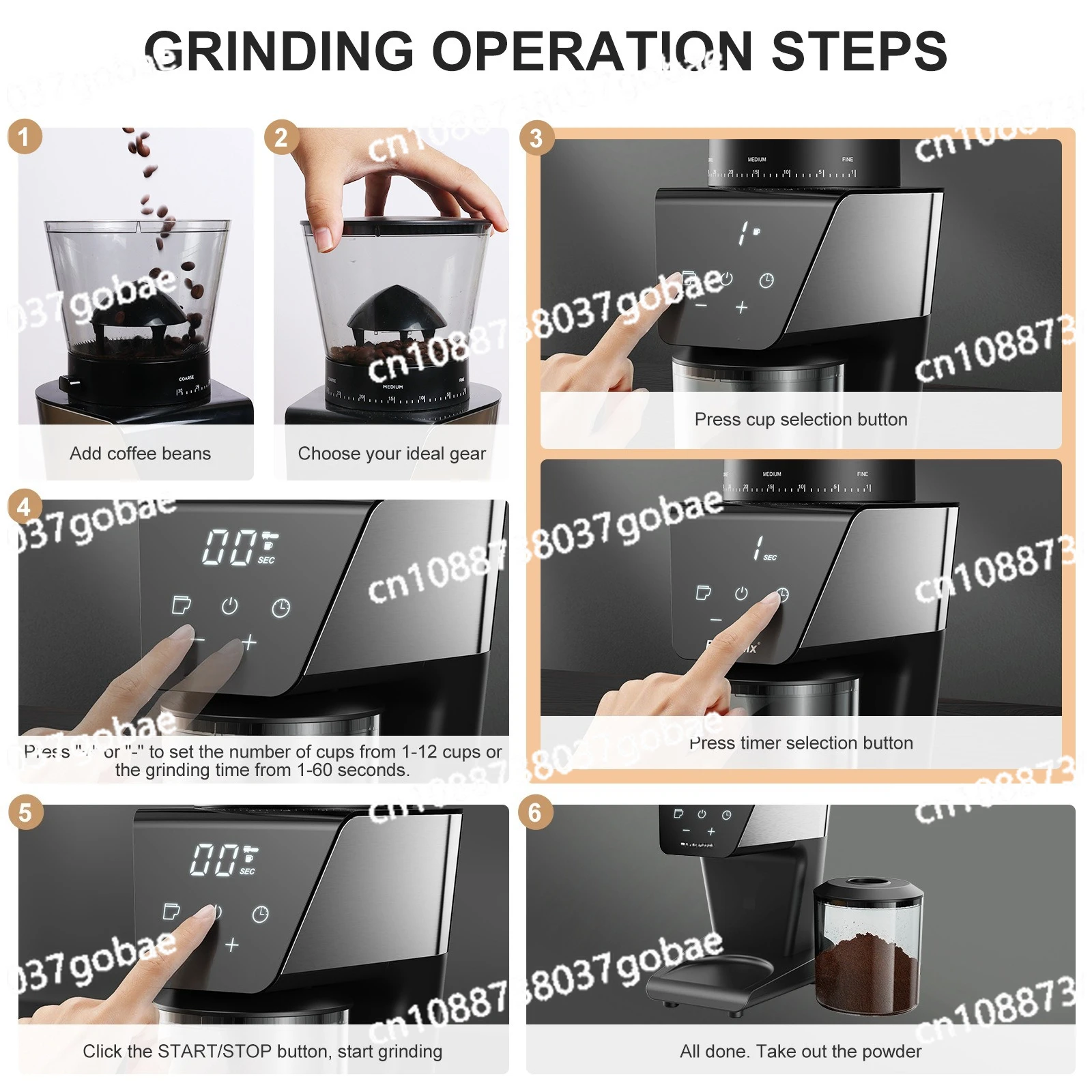 Moulin à café électrique à plateau conique, broyeur de grains