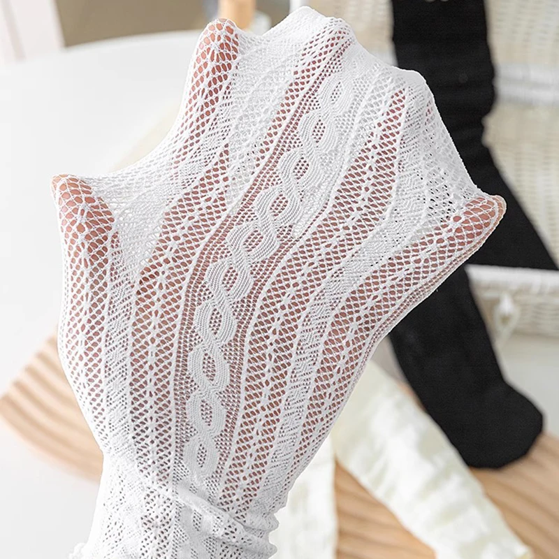 

Японские милые носки в стиле кавай для девушек, весенне-летние сетчатые ажурные женские носки, однотонные, в стиле Харадзюку, ретро, винтажные, длинные носки