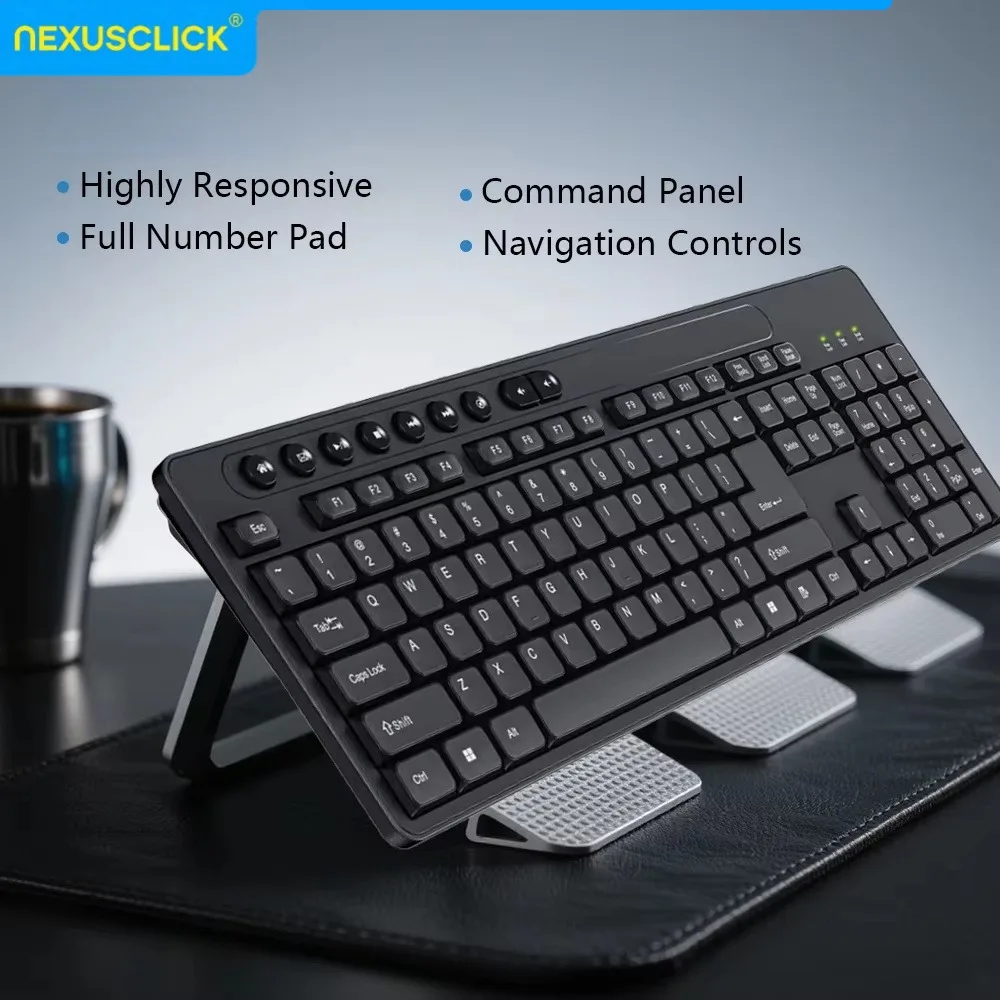 NexusClick Silent Mechanical Keyboard & Mouse Combo,113 Keys Wired Classic Black/White Office Use Kit for Gamer PC Laptop typing