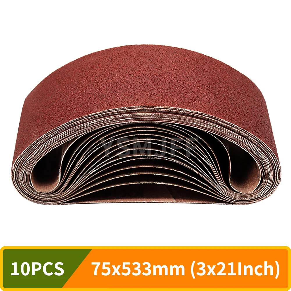 10 pièces Bande Abrasive 75 x 533 mm,3 x 21 Inch Grains P40 ~ P1000 d\'oxyde d\'aluminium Bandes Abrasives pour Polissage des Métaux et Meulage du