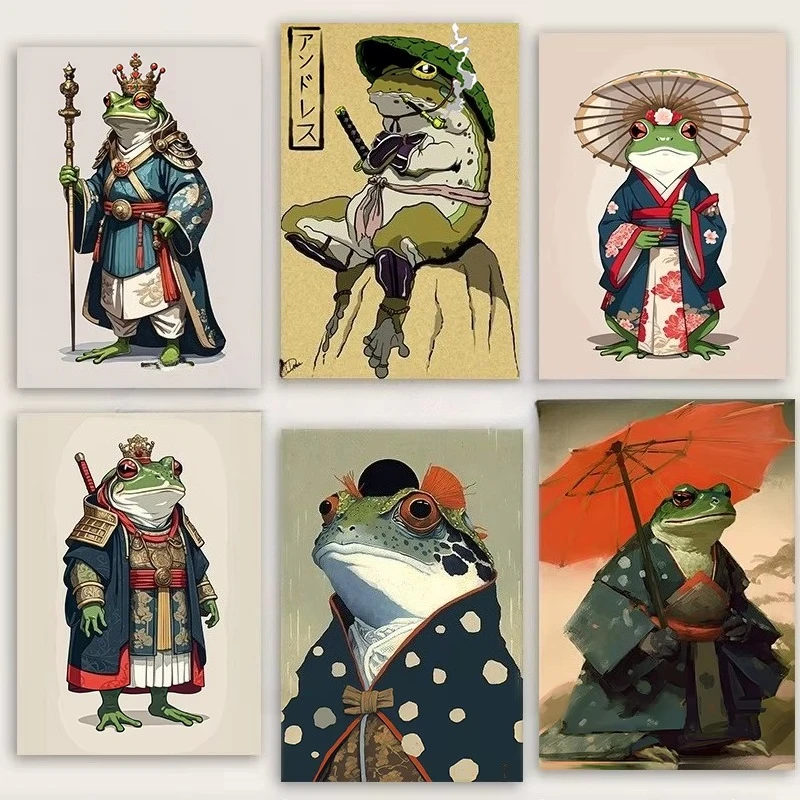 Oil Painting By Numbers Japanese Vintage Ukiyo E Frog Samurai Toad Canvas Painting Wall Prints for Living Room Home Decor