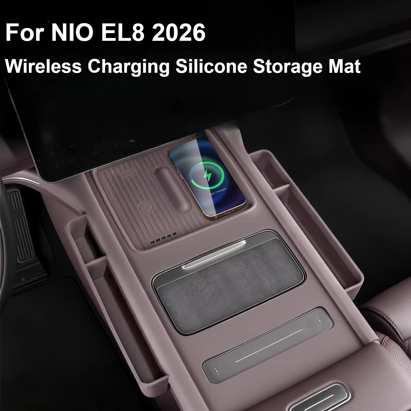 

Для NIO EL8 2036, силиконовый противоскользящий коврик с полным покрытием для центральной консоли с боковым карманом для хранения, аксессуары для интерьера