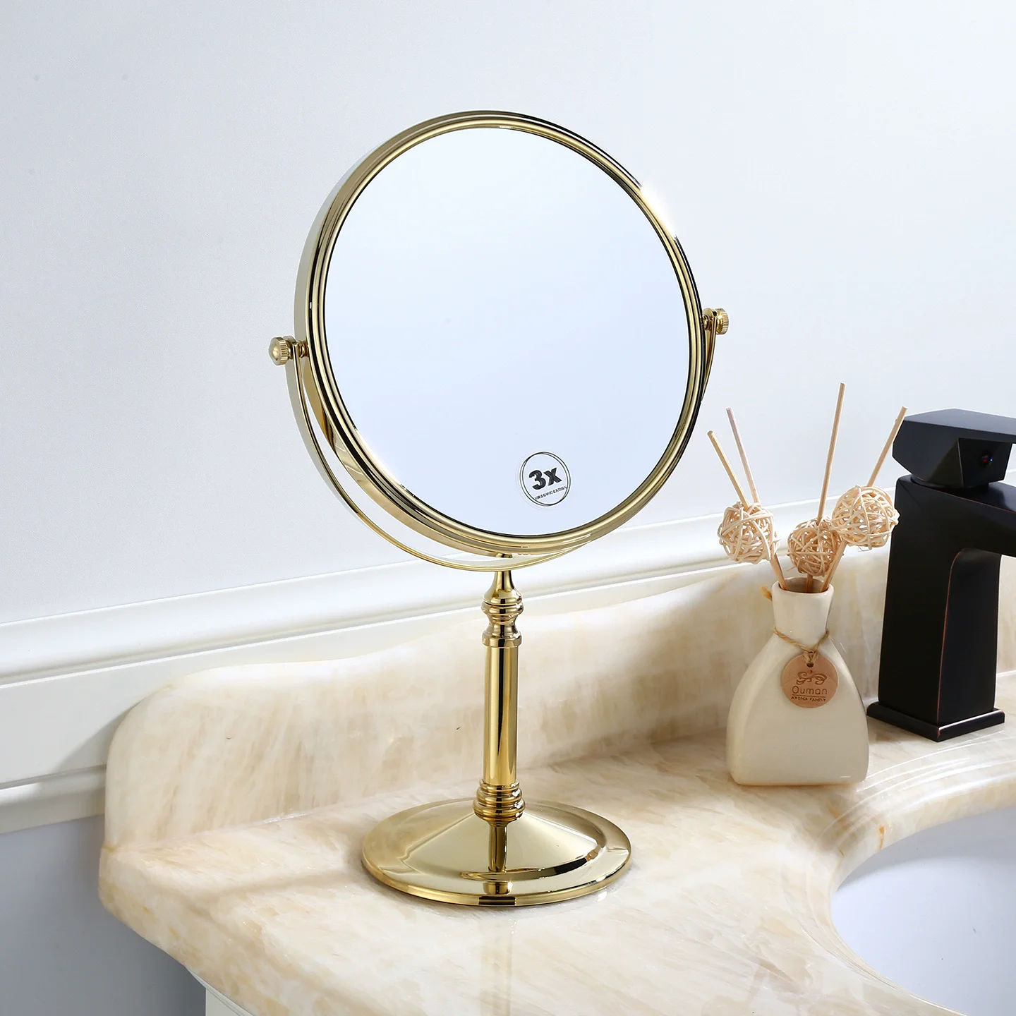 Gold Bathroom Mirror  6- 8 inch Dressing Mirror 3X/1X Magnifying Mirror Folding Gold Makeup Mirror Cosmetic Mirror Lady Gift