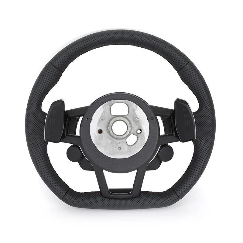 Zdjęcie 3: Kierownica R8 Volante z przyciskiem Start, w pełni perforowana skóra, do Audi A3 A4 A5 A6 B8 B9 Q3 Q5 TT TTRS RS3 RS4 S3 S4 S5 8V