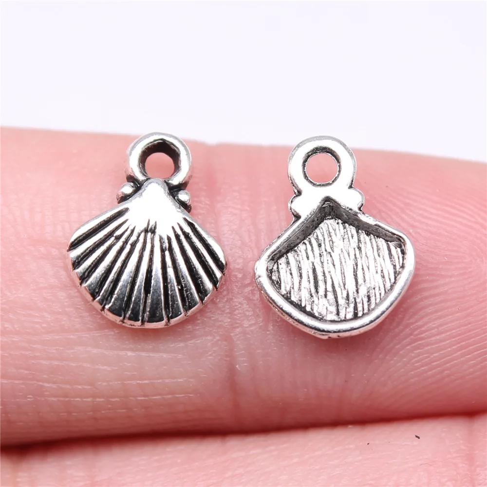 WYSIWYG 20pcs 12x9mm Antique Silver Color Shell Charms Pendant For DIY Jewelry Making Handmade Jewelry Craft Findings