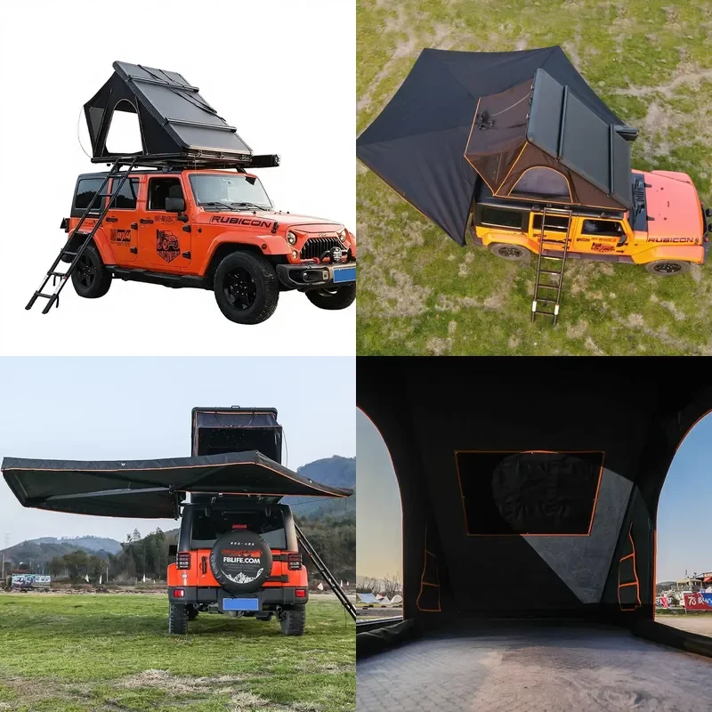 Aluminum Alloy Automatic Waterproof Rooftop Tent Triangle Design for SUV Camping Summer Use