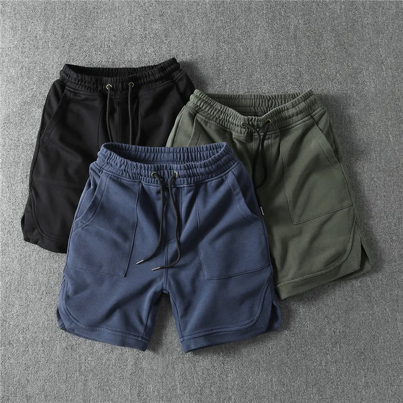 American Casual Heavy Heavy Heavy Washed Cargo Shorts Trend All Cotton Solid Color Sweatpants Retro Men's Fifth Pants