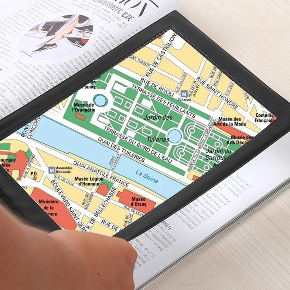 Handheld Bookmark Flat Magnifier Portable 3X Magnifying Lens Sheet A4 Large Full Page Magnify Len for Elderly Reading Newspapers