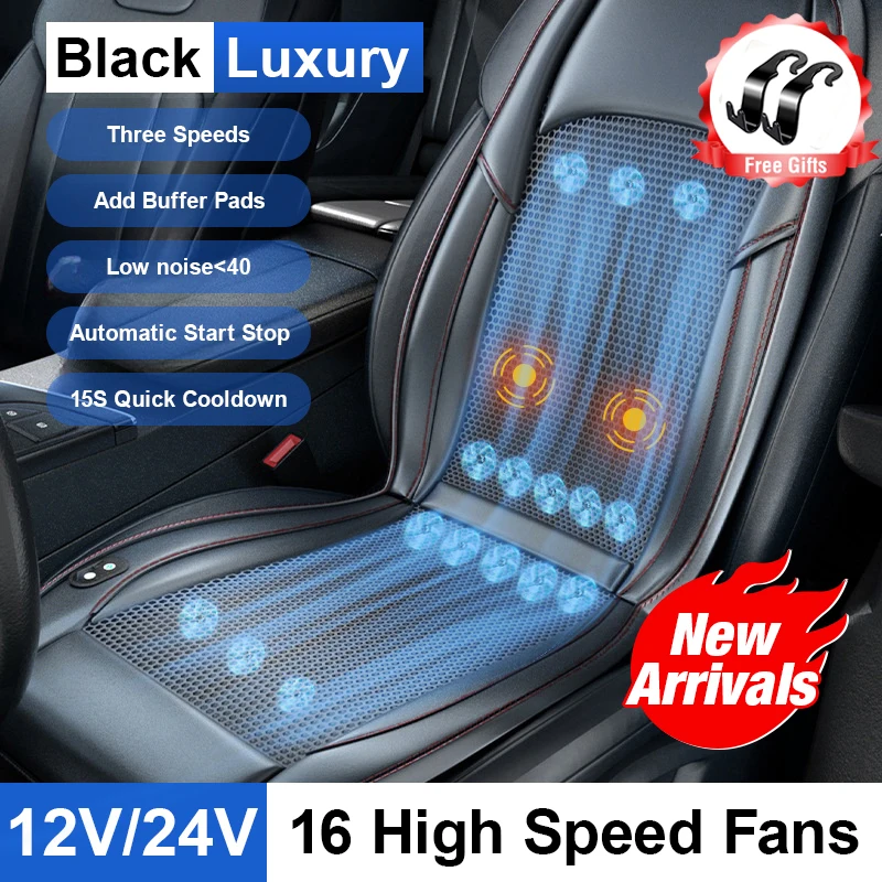 

12V/24V Summer Car Ventilated Seat Cushion 16 Fan Ventilation Automatic Switch Ccooling Seat Car Ventilation Sheet Accessories