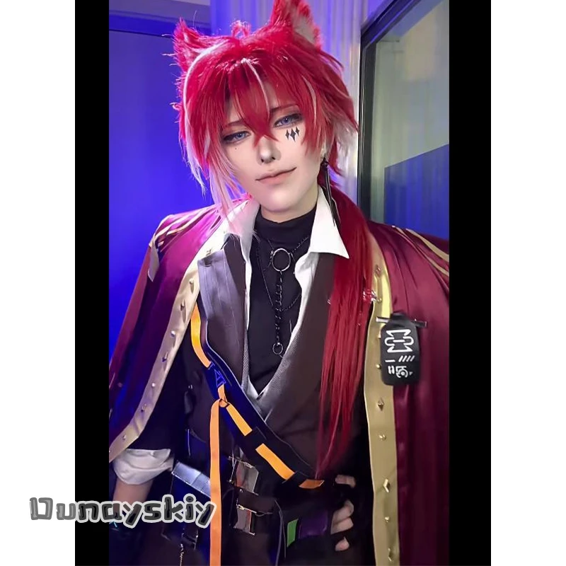 

Dunayskiy*/Arknights Bellone Cosplay Costume Full Set Mens Anime Game Same Style Outfit Including Jacket Pants Belt Accessories