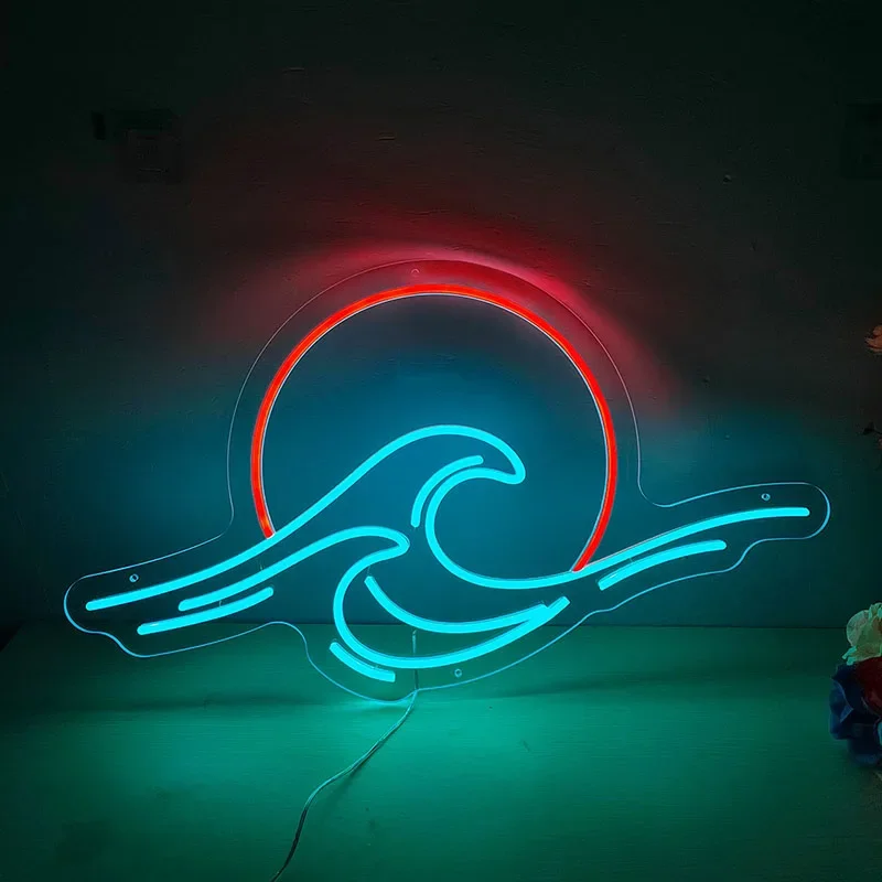 Sun Wave LED Romantic Neon Light Sunrise Sign Wall Decor Luminous for Home Decoration Living Room Beautifu Festival Shop