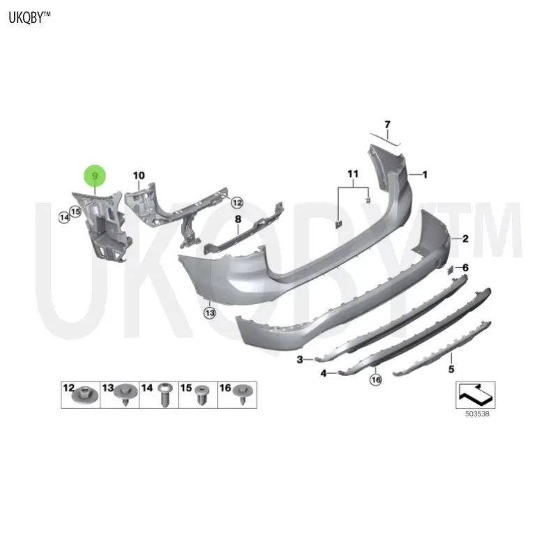 Non contact tailgate opening function bracket for moving parts, left rear bumper 51127332317 51127332318