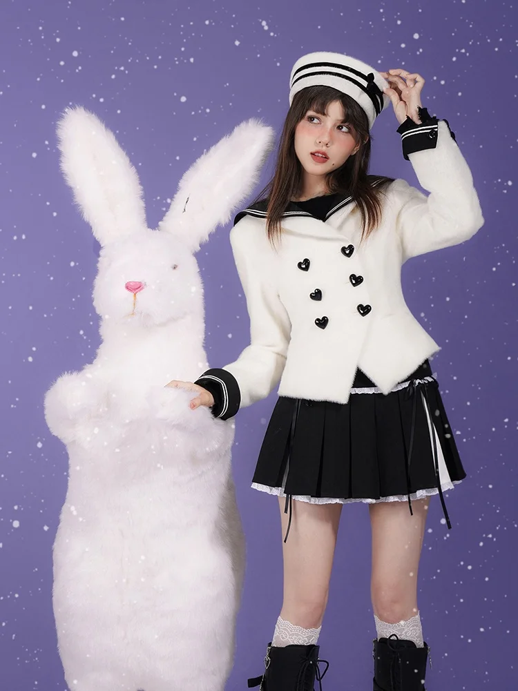 

SagiDolls Jaet с матросским воротником для девочек Pure Desire, милый жилет из искусственного меха кролика, защита окружающей среды, ор пальто